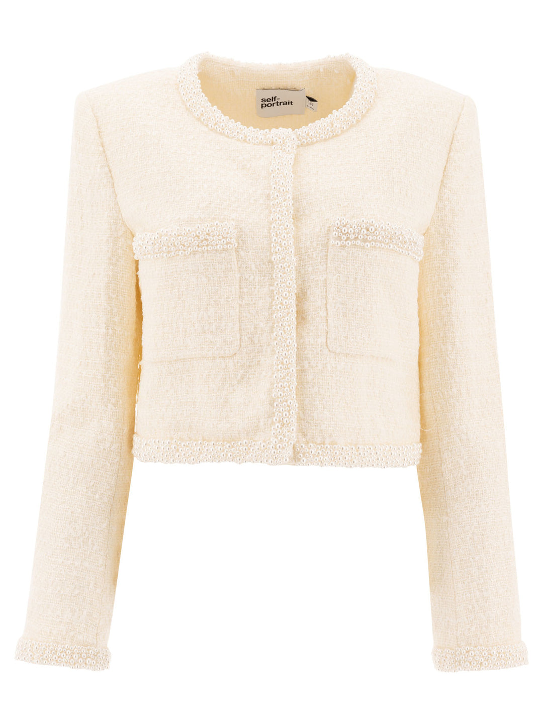 Self-Portrait Bouclé Blazer Jackets and Coats - Beige | 57f33b6f3c79bd043570de35a4a6f92713c984bb
