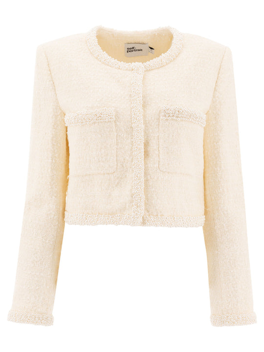 Bouclé Blazer Jackets And Coats Beige