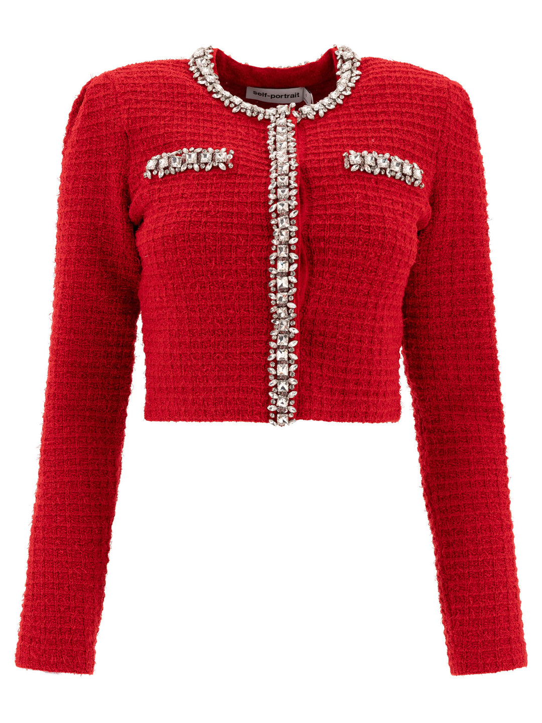 Self-Portrait Cardigan With Crystals Knitwear - Red | 579c28d53899fbcaeaefdff33093a68378f5f24c