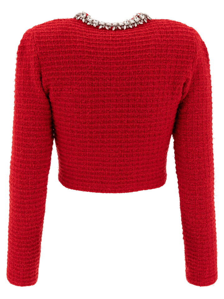 Self-Portrait Cardigan With Crystals Knitwear - Red | 1ee16b039f509ad4fd9a6fc465ecf7570addf479
