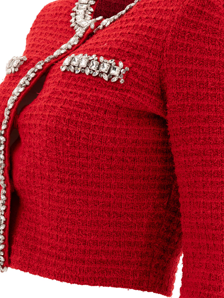 Self-Portrait Cardigan With Crystals Knitwear - Red | 53d6edc30caee39f7dec81fea79da620db268e07