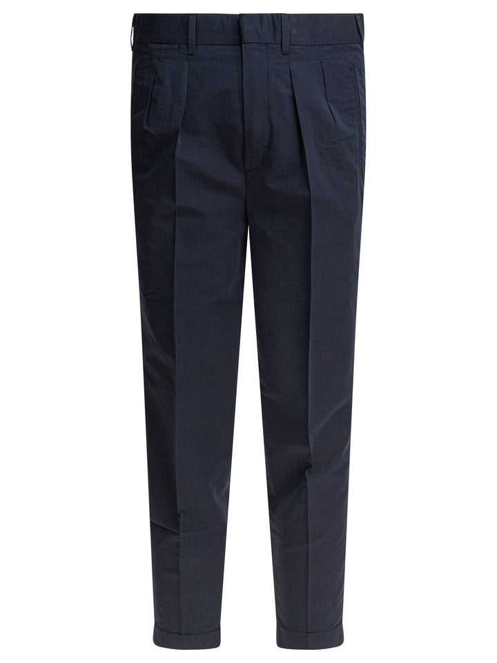 Tom Ford Poplin  With Double Darts Trousers - Blue | 4d008d640fce9f22529bb1f300a58734fd3c2a57