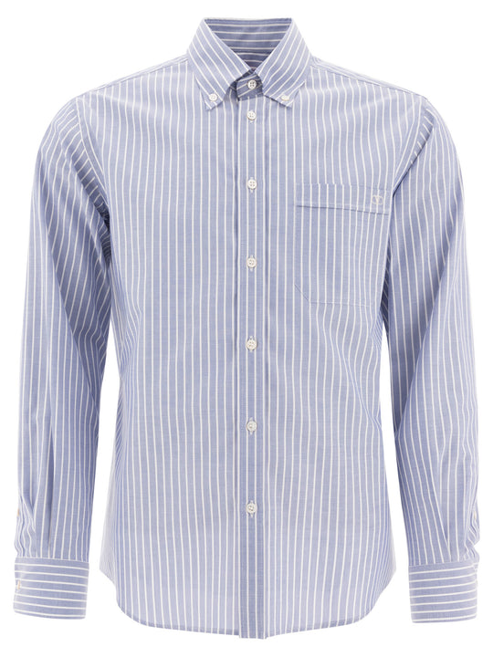 Cotton Striped Shirt Shirts Light Blue