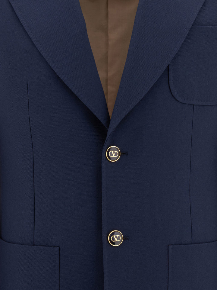 Valentino Virgin Wool Blazer Jackets and Coats - Blue | 742203880c75379a68d228f6c5d5c1b6aad61200