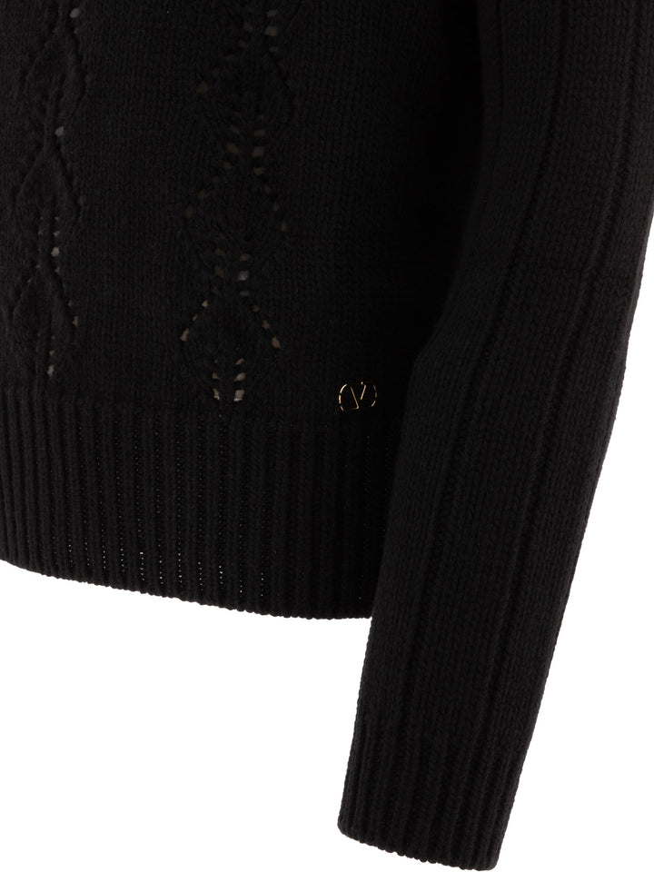 Valentino Virgin Wool Crewneck Sweater Knitwear - Black | 908f406d652d605b20e2b65eeb5bcda33045dbce