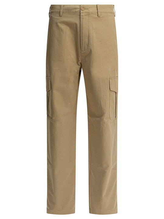 Cotton And Linen Cargo Trousers Beige