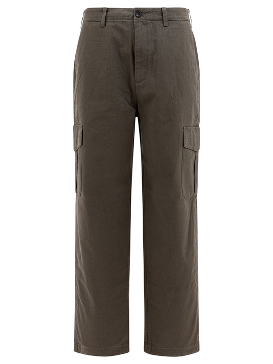 Cotton And Linen Cargo Trousers Green