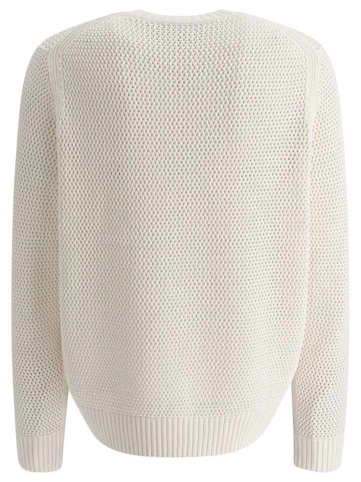 Vince Perforated Crew Neck Sweater Knitwear - White | cd38f733909d846d8c0d3f645f36e504ee9cf98f