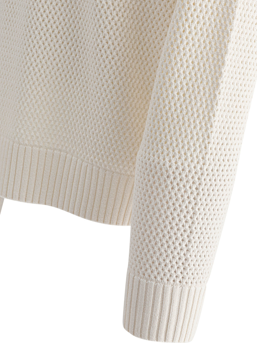 Vince Perforated Crew Neck Sweater Knitwear - White | d6c20925524185ad82470a075fc78b23e32b0e57