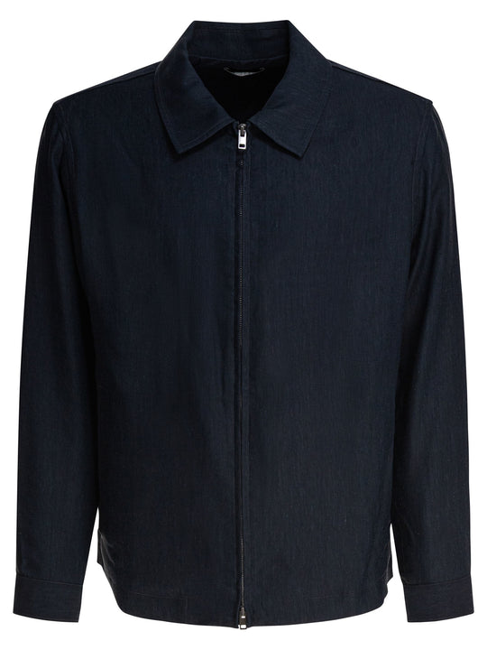 Bomber Jacket Zipper Closure Jackets And Coats Blue