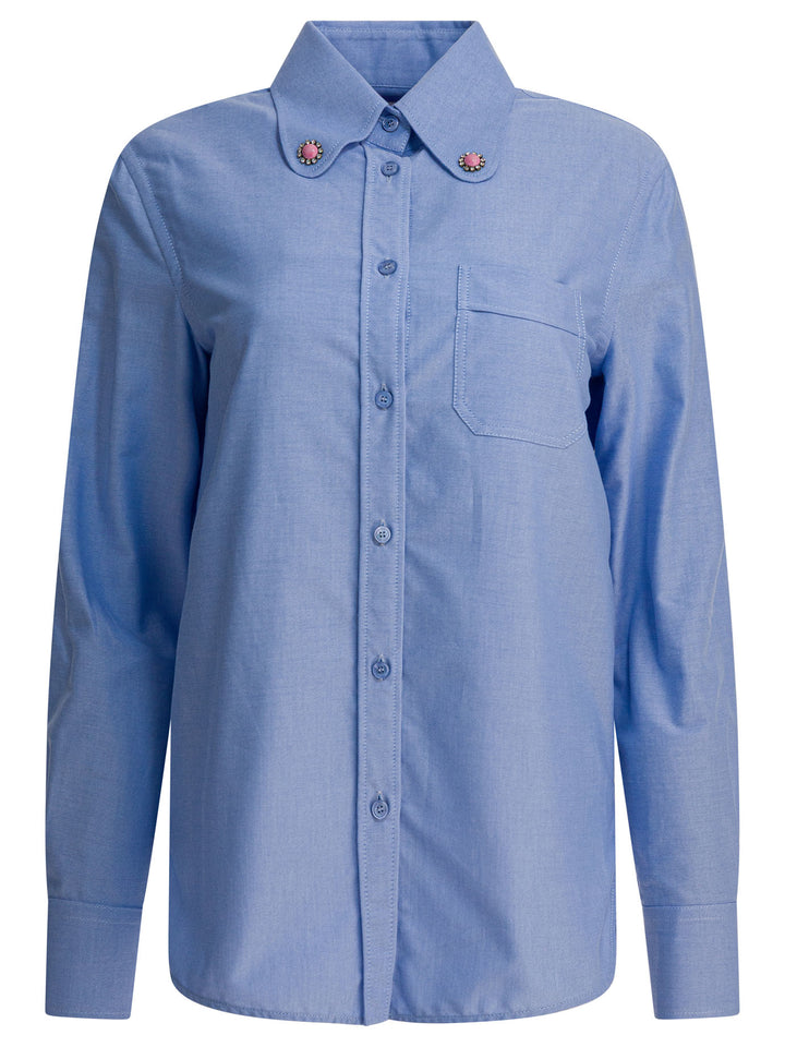 Valentino Shirt With Embellished Collar Shirts - Light blue | c55f3c20edb0fd5ccbadb3a3d9b0148bd6fe4074