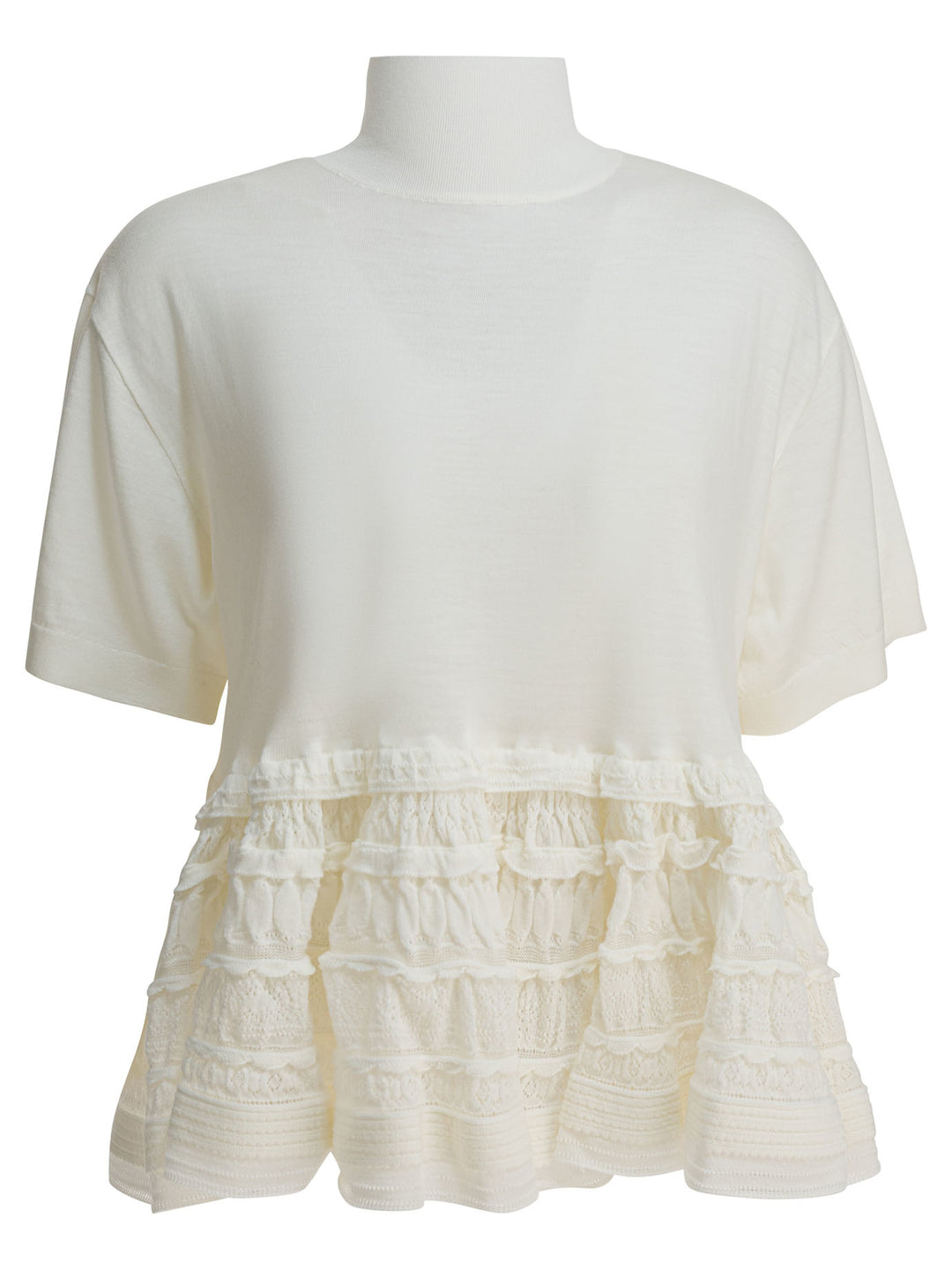 AlaïA Virgin Wool T-Shirt T-shirts - White | 4965f7cbaecf835e8aa3a40bdf6c20249b2d2bda