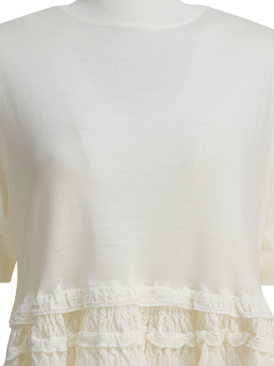 AlaïA Virgin Wool T-Shirt T-shirts - White | 68723542256babaf4d8a08eef5427b78608ecc28
