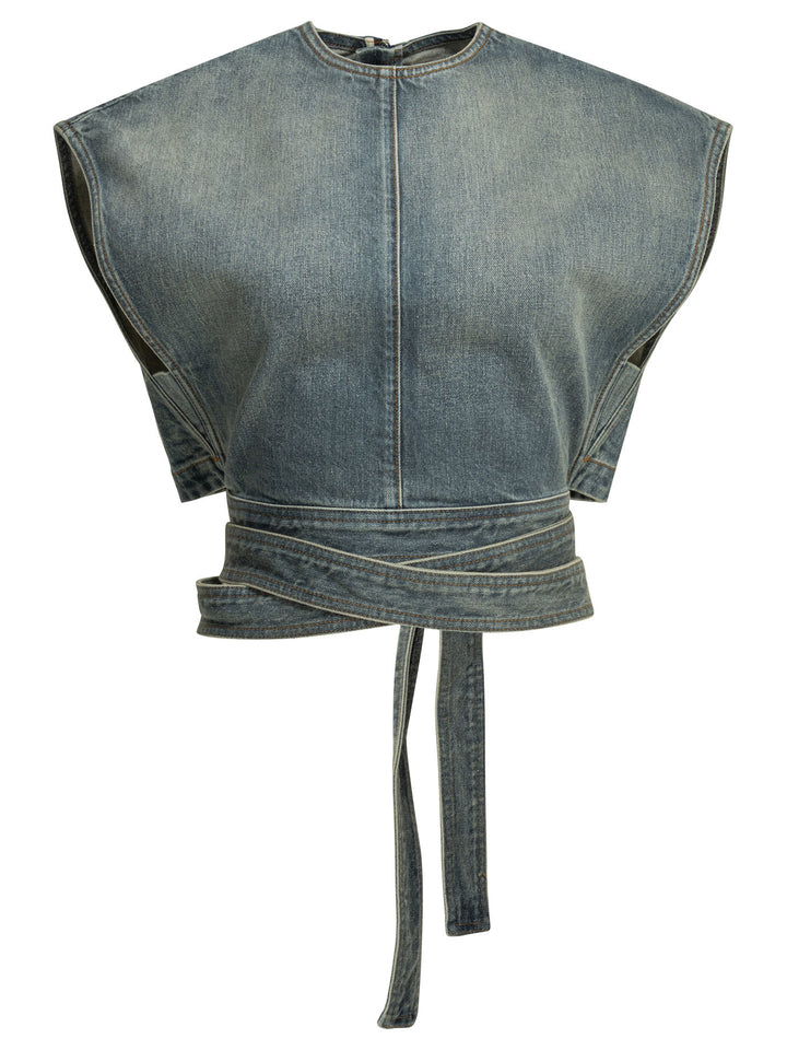 AlaïA Casual Denim Top Tops - Light blue | 24ec841a10ccb366bf7d03189f54fc6f7fa8b49f