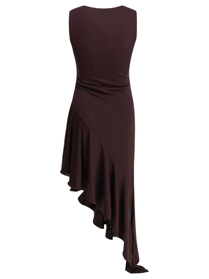 AlaïA Asymmetrical Midi Dress Dresses - Bordeaux | 89509e2aa9f67184105540e81a671ea62b7c8a02