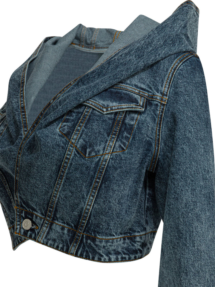 AlaïA Denim Jacket With Hood Jackets and Coats - Light blue | 407972fe619a2f4e93d6942d576640f6a6702771