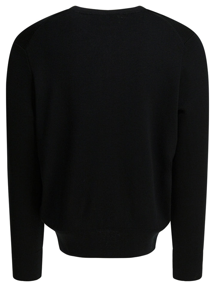 Ami Paris Crew-Neck Sweater With Logo Knitwear - Black | 3d32ea2bc9442978224c3a0a5f63fa11590754b5