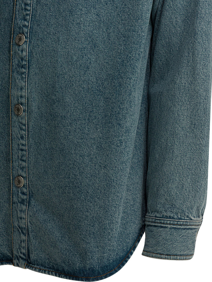 Ami Paris Denim Shirt With Logo Shirts - Blue | 26a834706046f53085dad7a39011bc5991c71cd6