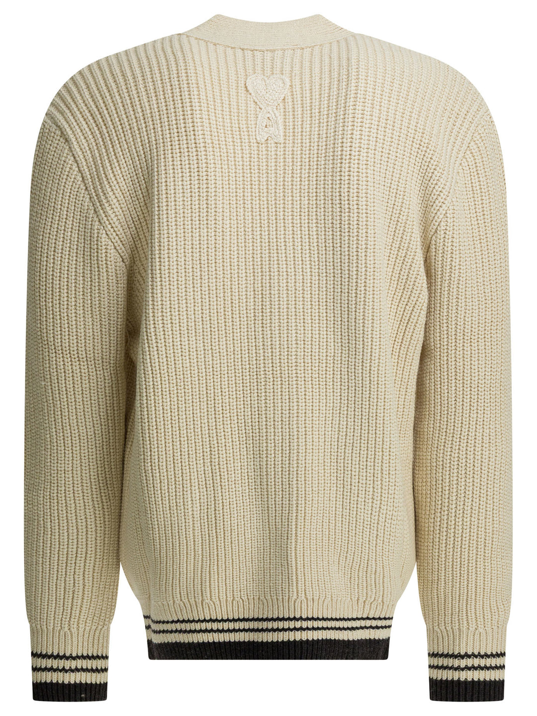 Ami Paris Wool Cardigan With Logo Knitwear - White | fb22243a1b9348929fd9dd5e8674b0e7e3c641df