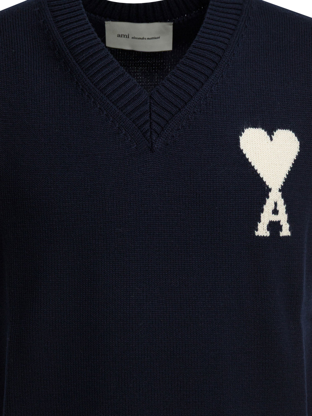 Ami Paris Cotton Vest With Logo Knitwear - Blue | 8da43b190017f44c2ff303101575d15ac9284e25