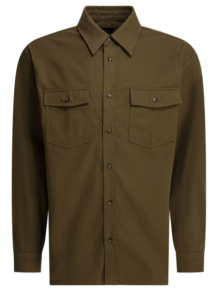 A.P.C. Cotton Overshirt Jacket Jackets and Coats - Green | 4c673474789b83e3eb35aa8a4a455ea2550d5953