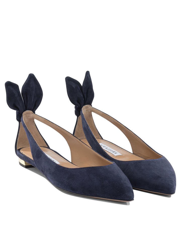 Aquazzura Bow Tie Ballet Ballerinas - Blue | 1191abb7163e080d873107c17d18e64fac55c7e9