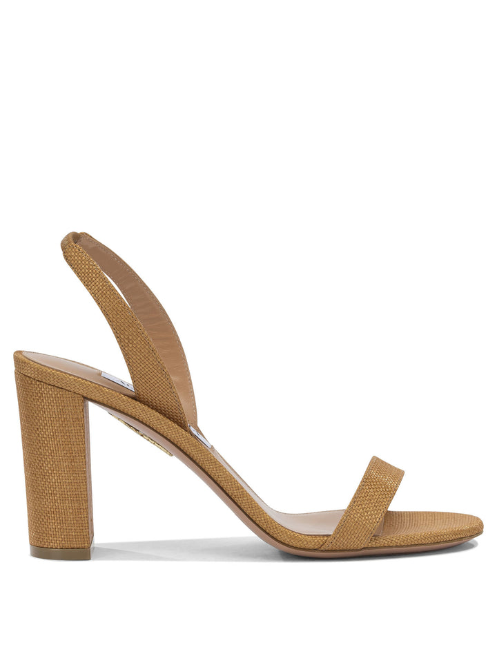Aquazzura So Nude Block 85mm Sandals - Brown | 3338a585ad05589f52ba4952d8da412237088e43