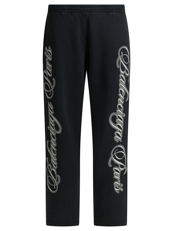 Balenciaga Baggy Cursive Trousers - Black | acdb631f70adaa54e99904ee6654d085854d9b61