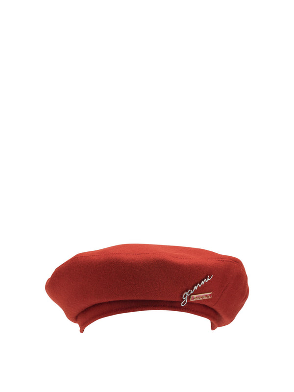 Barbour X Ganni Wool Beret Hats Red