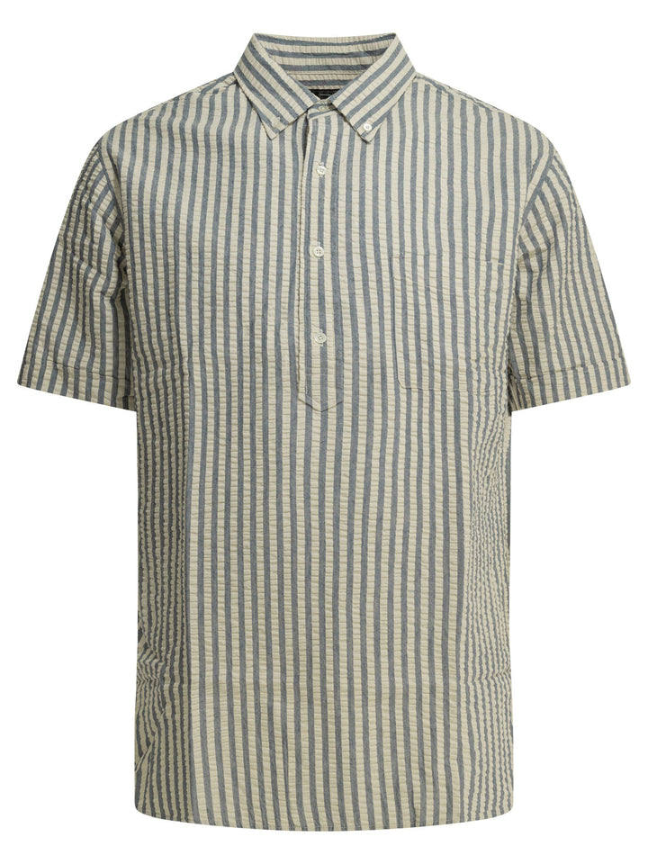Beams Plus Casual Cotton Seersucker Shirt Shirts - Light blue | 65249b72a2730aa4d3e4e35a900ea95a6fb58123