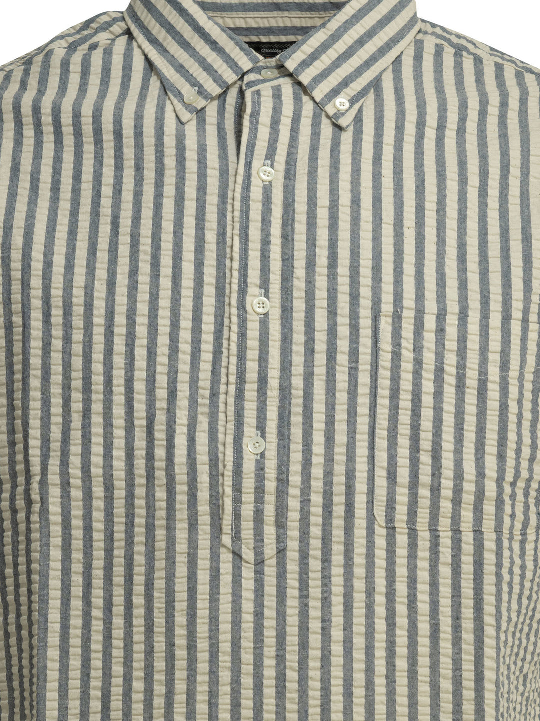 Beams Plus Casual Cotton Seersucker Shirt Shirts - Light blue | bda2f00468632911a4f4ca4713710020d79f1f1f