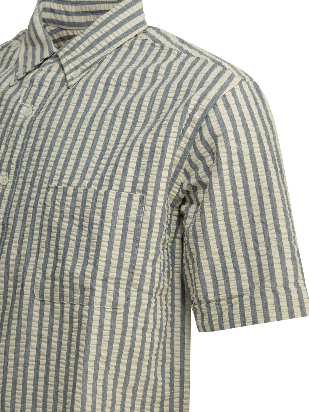 Beams Plus Casual Cotton Seersucker Shirt Shirts - Light blue | df927cb86082103eaa504e3868407f30e7438d6a