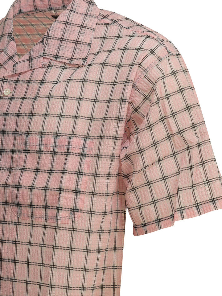 Beams Plus Open Collar Nylon Airy Plaid Shirts - Pink | b54d598c32b668ea5dfcde0f2c68bff4dcfed107