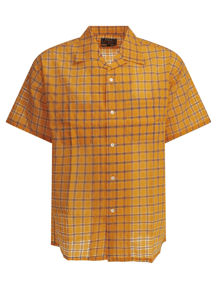 Beams Plus Open Collar Nylon Airy Plaid Shirts - Orange | 9c100e90d7d6fdf9aadbe92a24b8cb383b945398