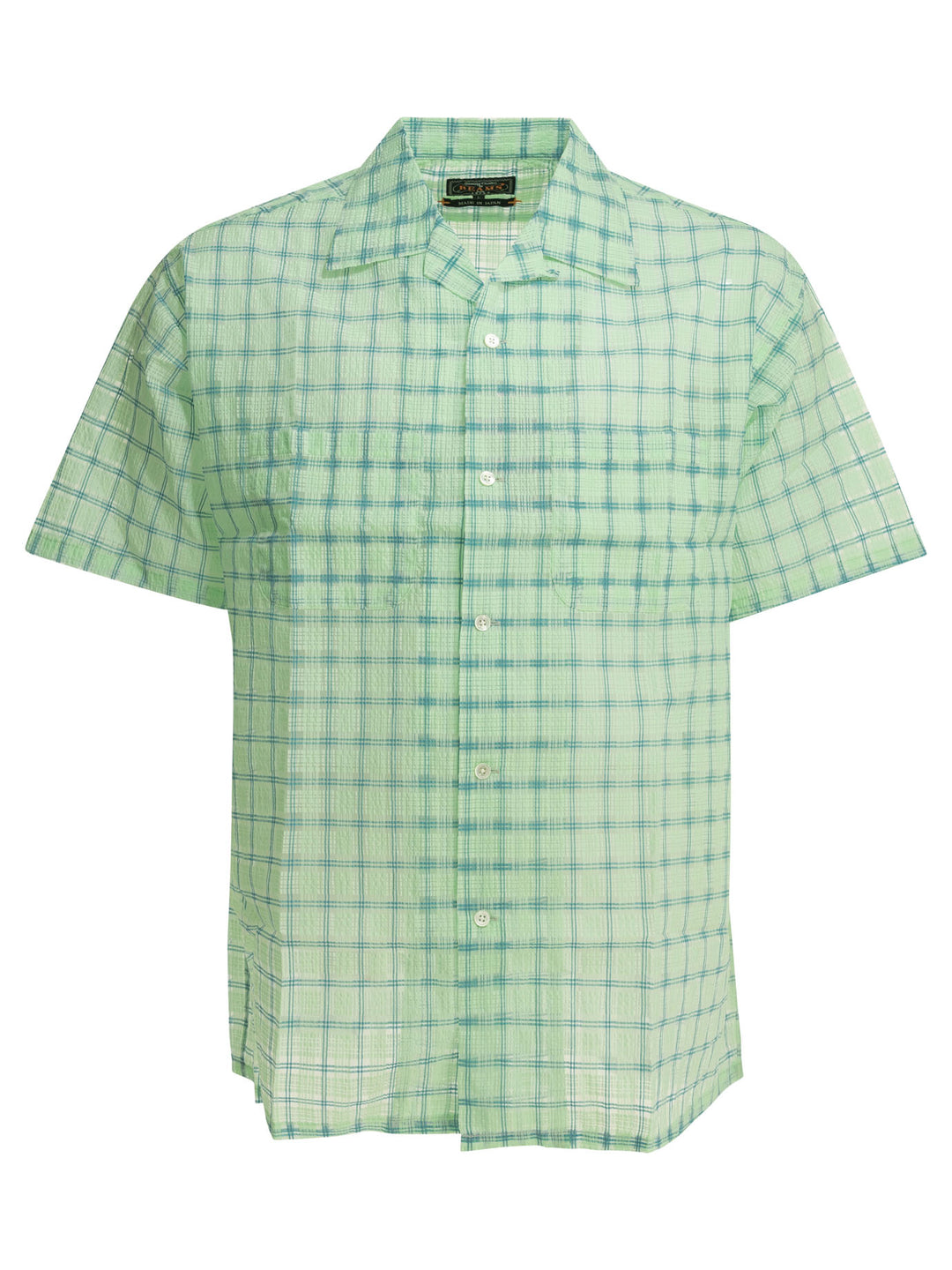 Beams Plus Open Collar Nylon Airy Plaid Shirts - Green | 9edee945f4f38e4996322f544678addd9743c6e1