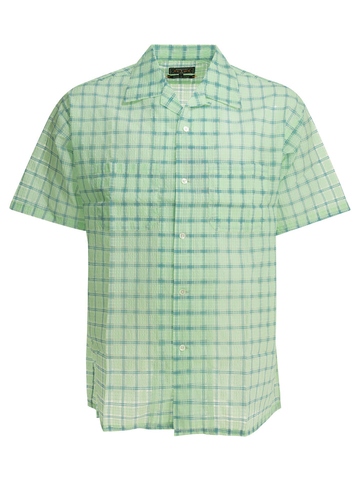 Beams Plus Open Collar Nylon Airy Plaid Shirts - Green | 9edee945f4f38e4996322f544678addd9743c6e1