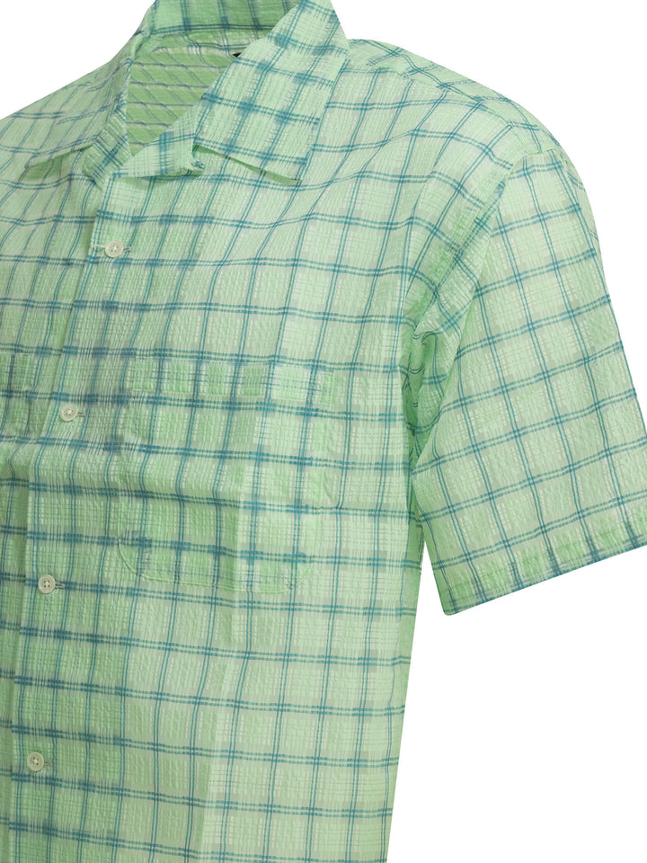 Beams Plus Open Collar Nylon Airy Plaid Shirts - Green | 2fc09c41bc604a99570008d834c2a03e46e4c793