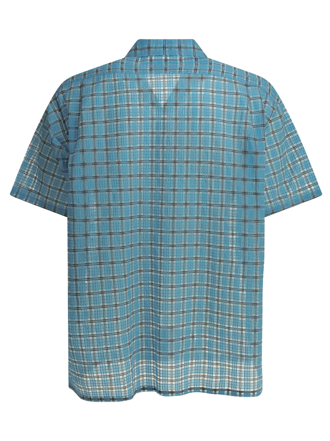 Beams Plus Open Collar Nylon Airy Plaid Shirts - Light blue | ae959f64f2c5805f1f82c3418ddeaac4c31bb20e