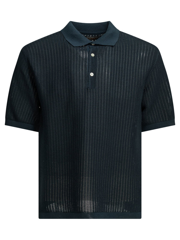 Polo Shirt With Buttons Made Of Washi Yarn Polo Shirts Blue