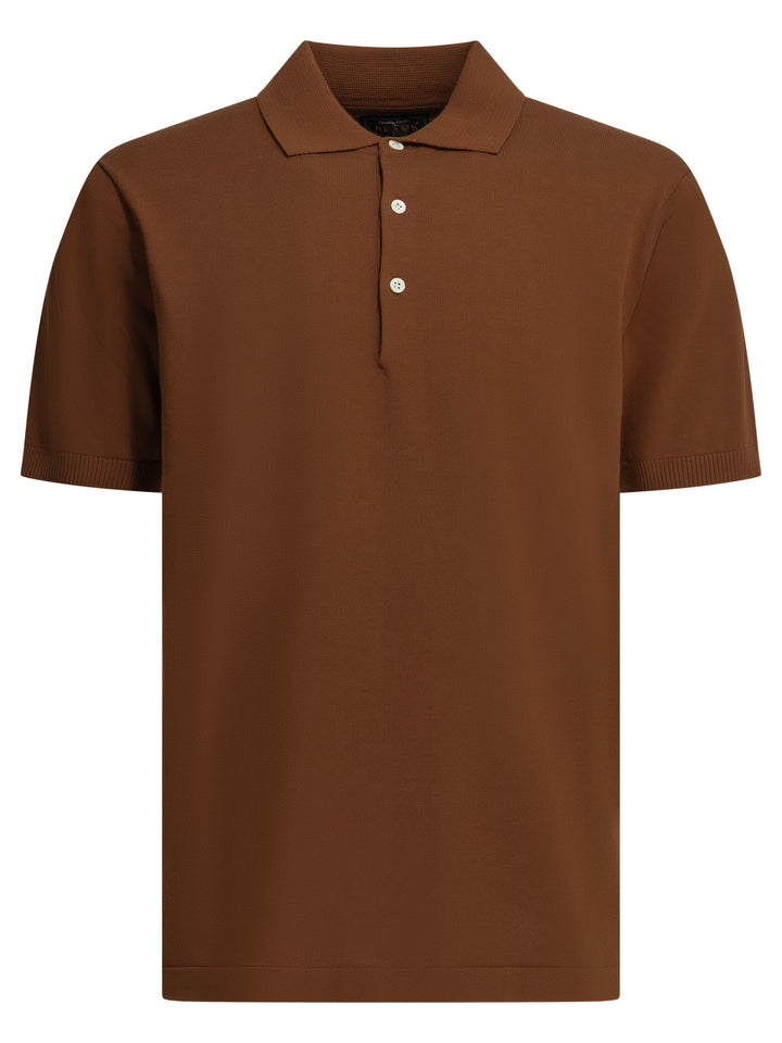 Beams Plus Cotton Button-Down Polo Shirt Polo shirts - Brown | b68701af18ae5e717717f509082ec00705647ff3