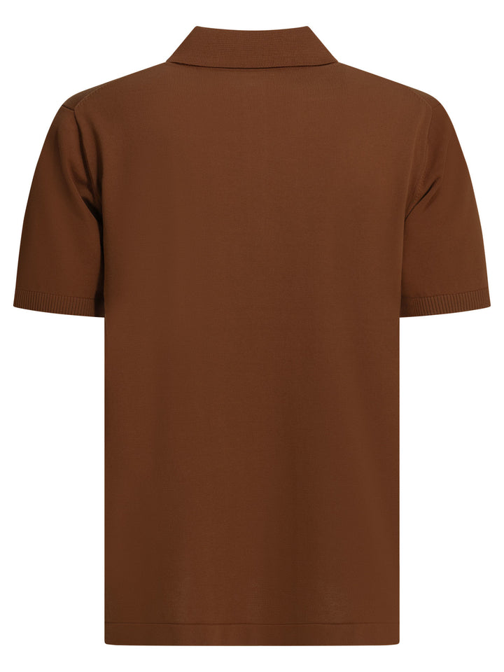 Beams Plus Cotton Button-Down Polo Shirt Polo shirts - Brown | b1b371cfc616cab16dbe5c5d46c48b1c0994ea77