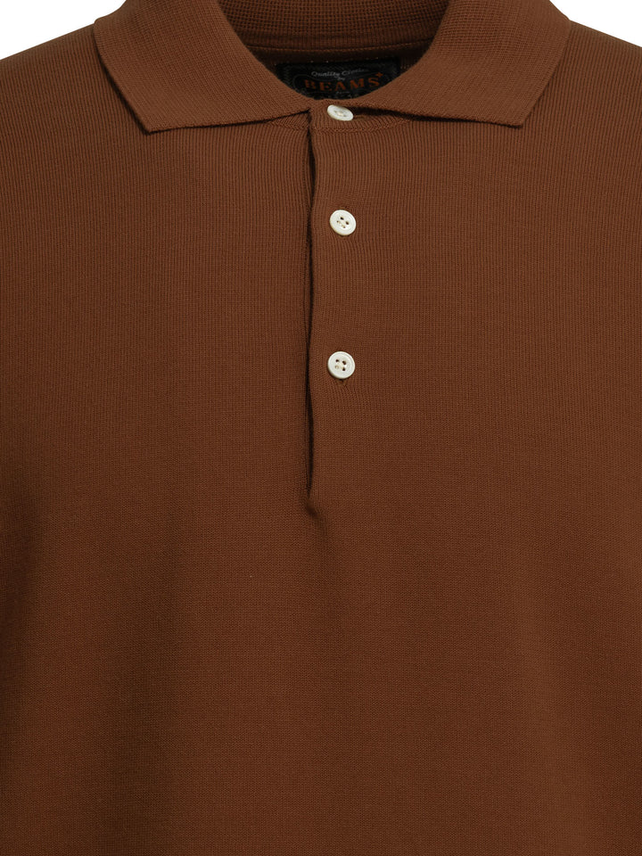 Beams Plus Cotton Button-Down Polo Shirt Polo shirts - Brown | 51f167a39e764de8284f92d906ac728a0e71894e