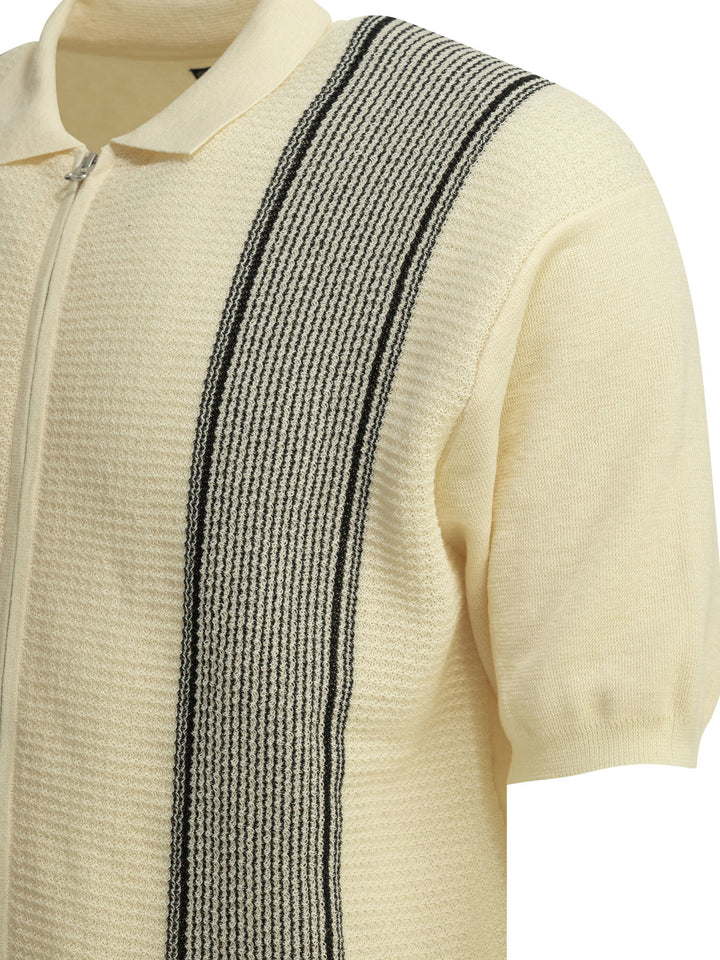 Beams Plus Textured Knit Zipper Polo Shirt Polo shirts - White | 970c2a3269a2474235ea8d8aab13cb48ac97f2bc