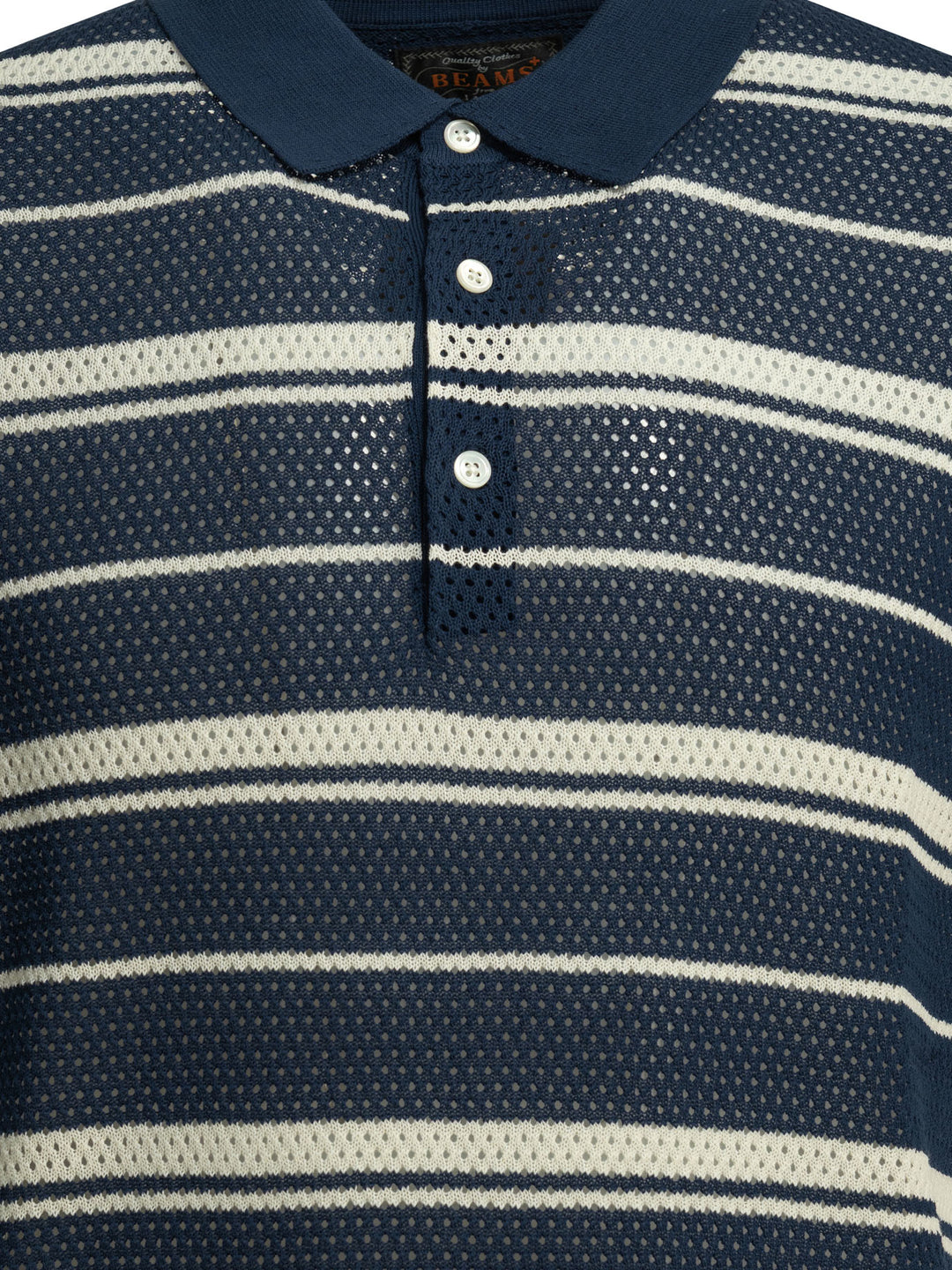 Beams Plus Striped Button-Down Polo Shirt Polo shirts - Blue | f25c82aeb654c2d1adeb46ff5c7254e6429727f7
