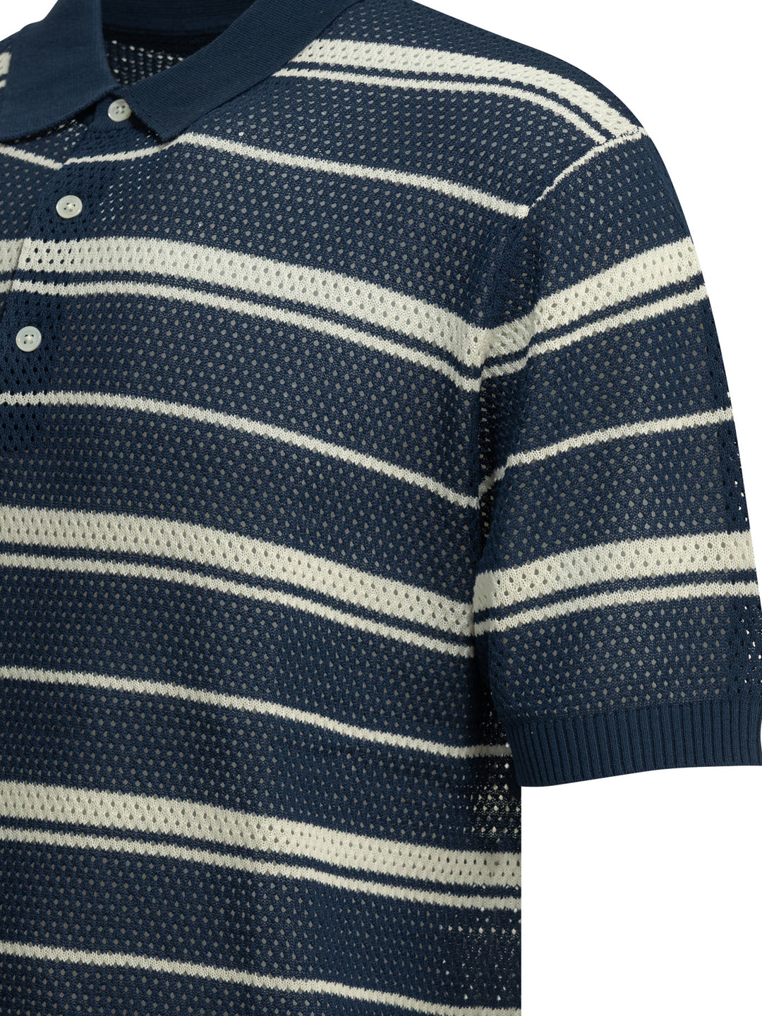 Beams Plus Striped Button-Down Polo Shirt Polo shirts - Blue | bc44567990da0716e24b1c97f136765b31839828