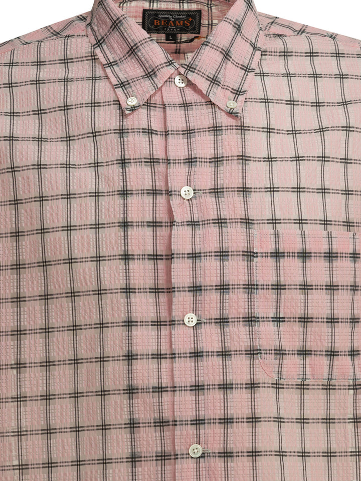 Beams Plus Open Bd Nylon Airy Plaid Shirts - Pink | 7f8257b60d9fe0f3d4790dfd72e0102100d9524e