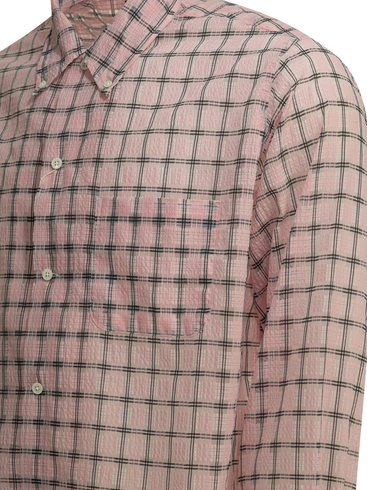 Beams Plus Open Bd Nylon Airy Plaid Shirts - Pink | 64b421863b10fc22dbb26512b1de5ab06f4b28af