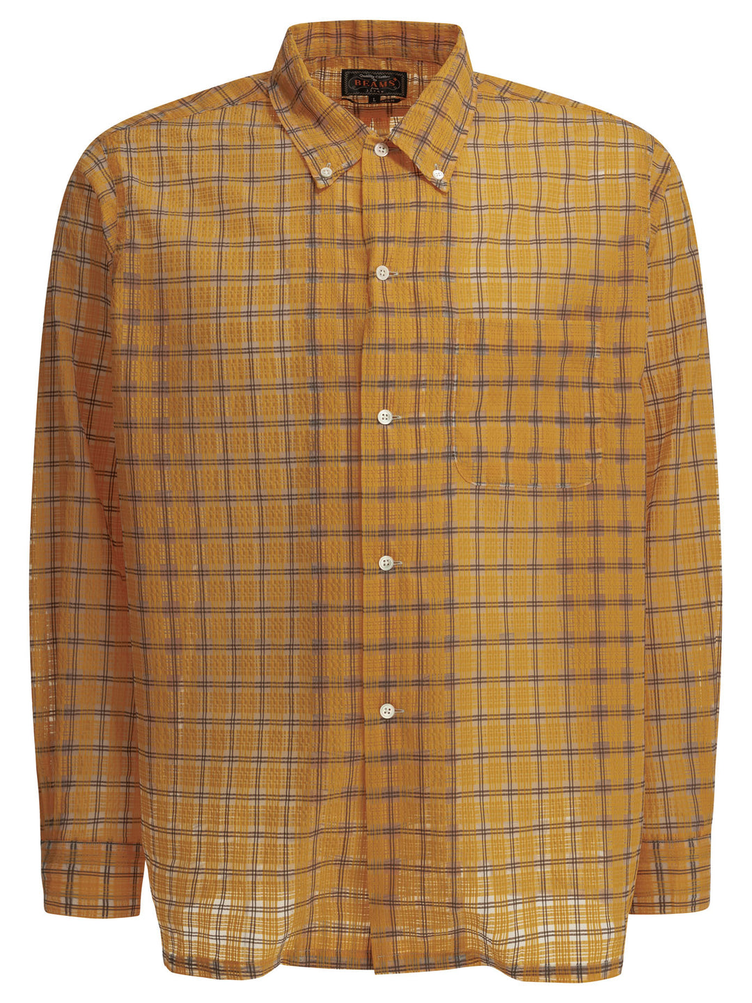Beams Plus Open Db Nylon Airy Plaid Shirts - Orange | 14c44fda05584f14fd7f59be93ccc823df765454