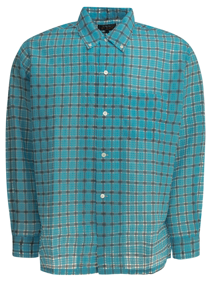 Beams Plus Open Db Nylon Airy Plaid Shirts - Light blue | 8cd448a7b9041db00c05017017211d7938094623