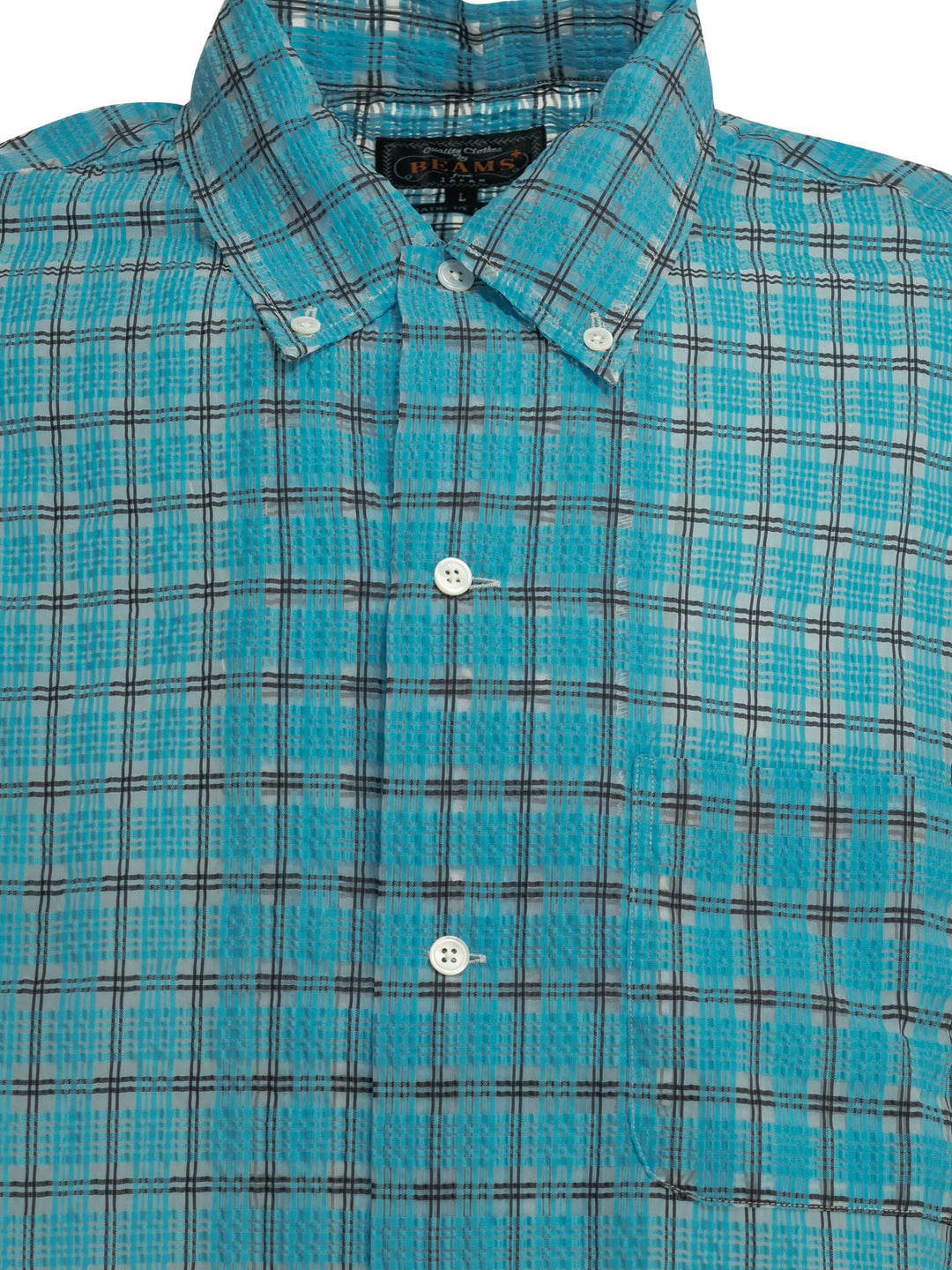 Beams Plus Open Db Nylon Airy Plaid Shirts - Light blue | d1f705a721391578a30304517cec718cf2db93ba